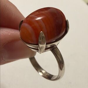 Sterling silver Red Agate Oval Ring
